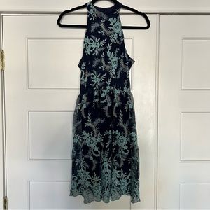 Mi Ami Lace Halter Dress/Blue/Turquoise/Lace/Halter/XS
